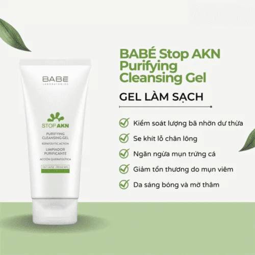 Sữa rửa mặt BABE Stop AKN Purifying Cleansing Gel cho da dầu mụn 200ml 4