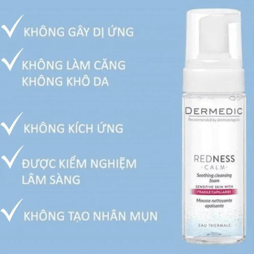 Bọt rửa mặt giảm mụn, thâm Dermedic Redness Calm Soothing cleansing foam 4