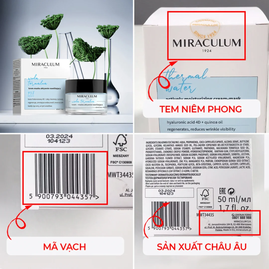 Kem Dưỡng Tái Tạo, Phục Hồi Dành Cho Da Khô HA 4D Miraculum Thermal Water Active - Dòng 93% 6