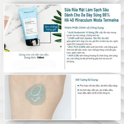 Sữa Rửa Mặt Làm Sạch Sâu HA 4D Miraculum Woda Termalna 1