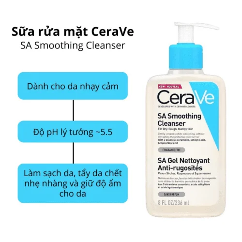 SỮA RỬA MẶT CERAVE SA smoothing cleanser 236ml (xanh dương ) 1