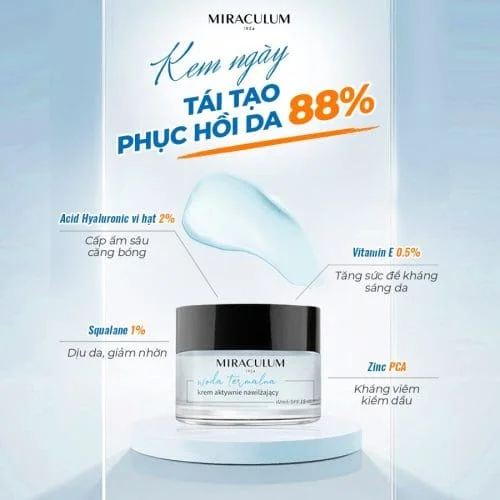 Kem Dưỡng Ngày Tái Tạo Phục Hồi Dành Cho Da Dầu HA 4D Miraculum Thermal Water Active - Dòng 88% 1