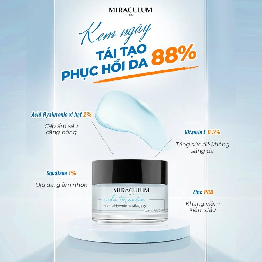 Kem Dưỡng Ngày Tái Tạo Phục Hồi Dành Cho Da Dầu HA 4D Miraculum Thermal Water Active - Dòng 88% 1
