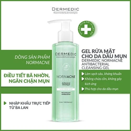 Sữa rửa mặt Dermedic Normacne Preventi antibacterial cleansing gel 200ml 3