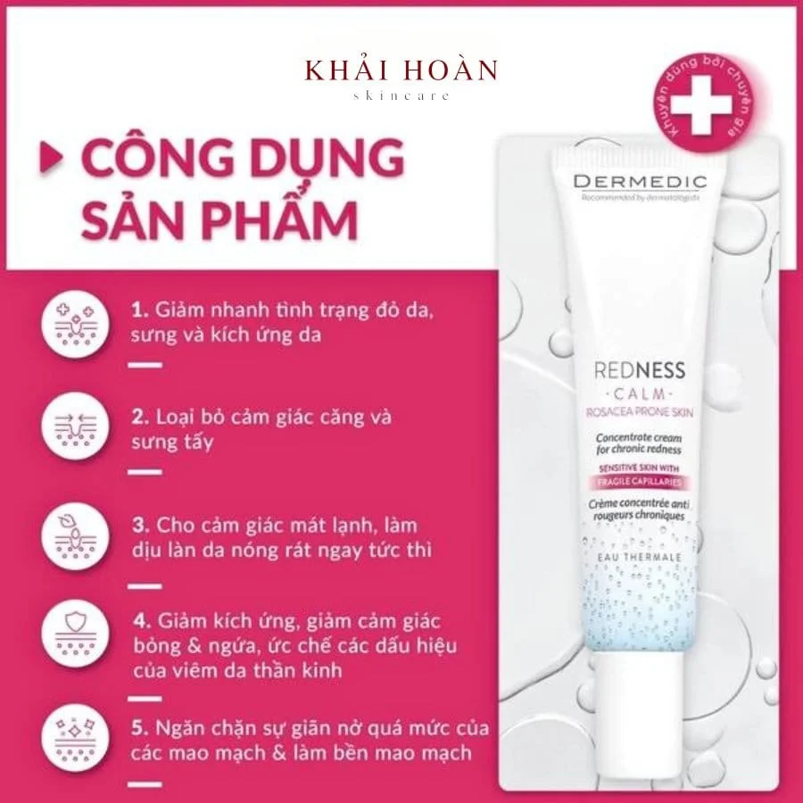 Kem Dưỡng Dermedic Redness làm dịu và phục hồi da bị kích ứng, mẫn đỏ, giãn mao mạch 5