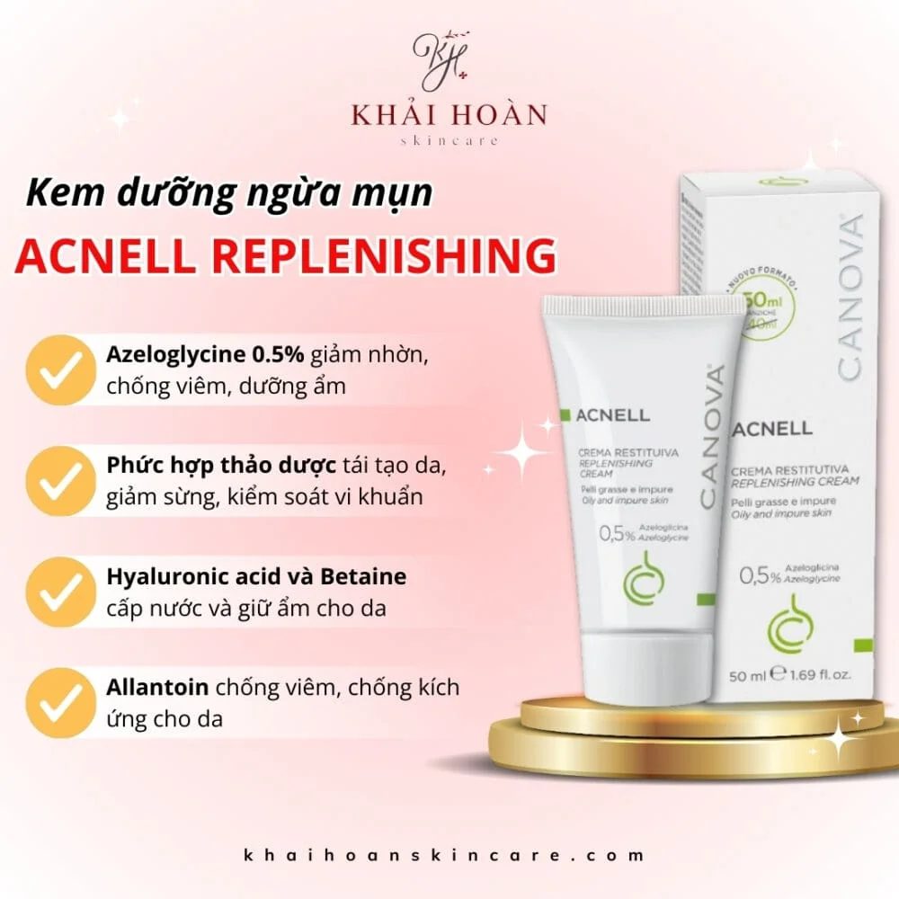 Canova Acnell Replenishing - Kem Dưỡng Ẩm Và Ngừa Mụn Cho Da