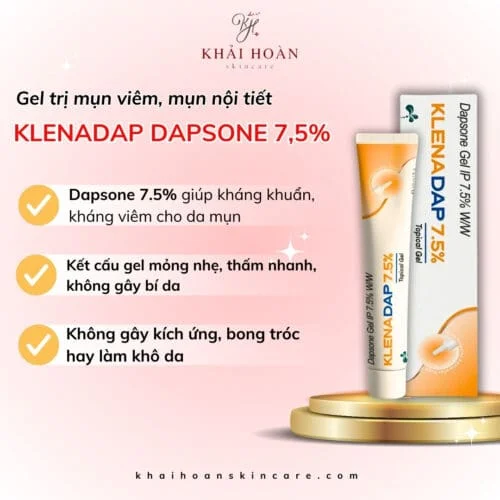 Xẹp Mụn Viêm Chỉ Sau 7 Ngày Với Klennadap Dapsone IP 7,5%