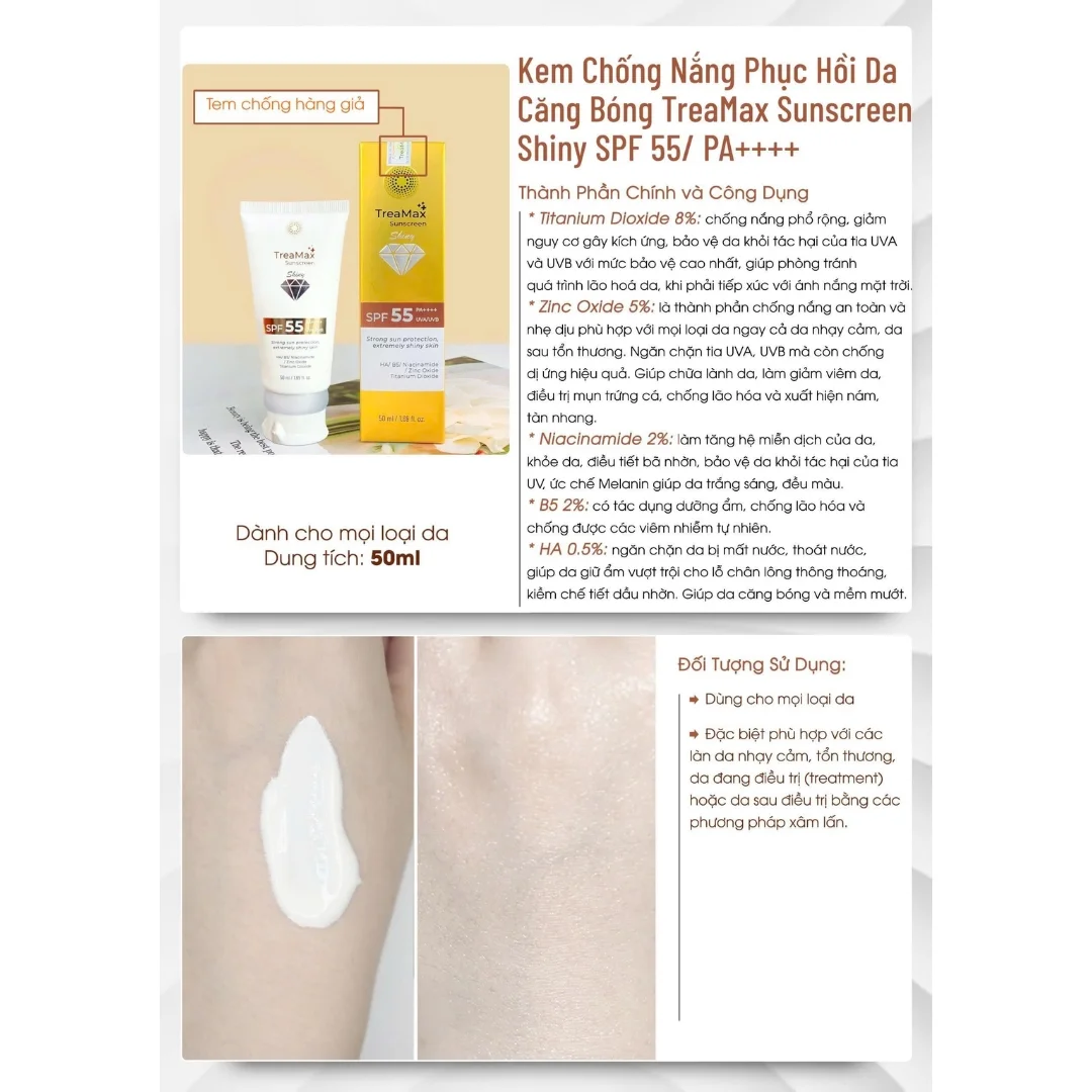 Kem Chống Nắng Treamax Shiny| Dưỡng Ẩm, Nâng Tone, Bảo Vệ Da 3