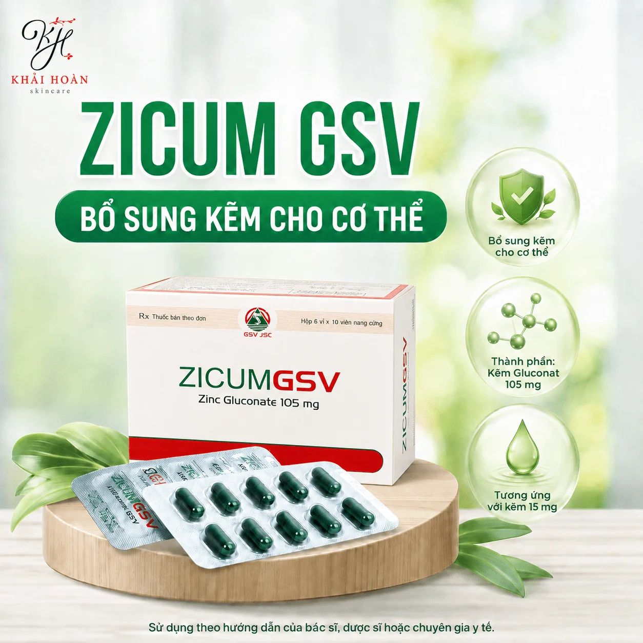ZicumGSV – Viên Uống Kẽm Giảm Mụn, Tăng Cường Sức Đề Kháng 1