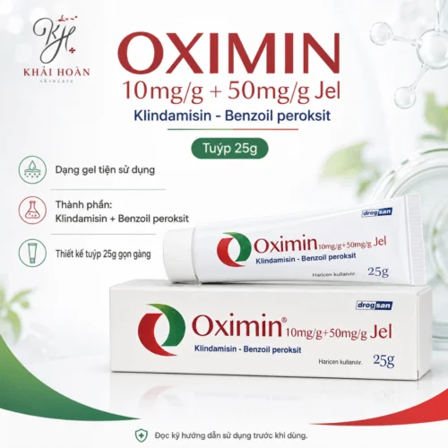 Drogsan Oximin Clindamycin 1% + Benzoyl Peroxide 5% – Gel Điều Trị Mụn Viêm, Mụn Mủ, Mụn Trứng Cá