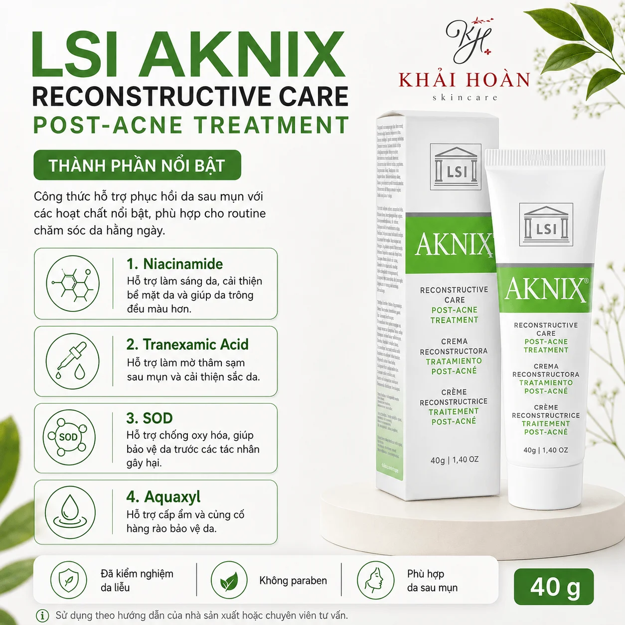LSI AKNIX Reconstructive Care Post-Acne Treatment – Kem Phục Hồi Sau Mụn, Mờ Thâm Sạm 1