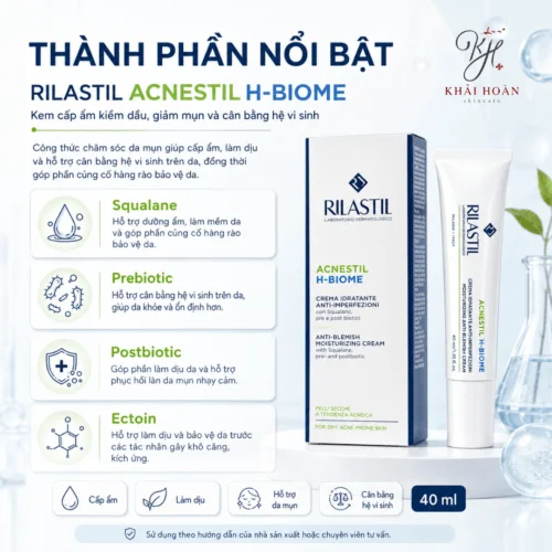 Rilastil Acnestil H-Biome – Kem Cấp Ẩm Kiềm Dầu, Giảm Mụn Và Cân Bằng Hệ Vi Sinh 1