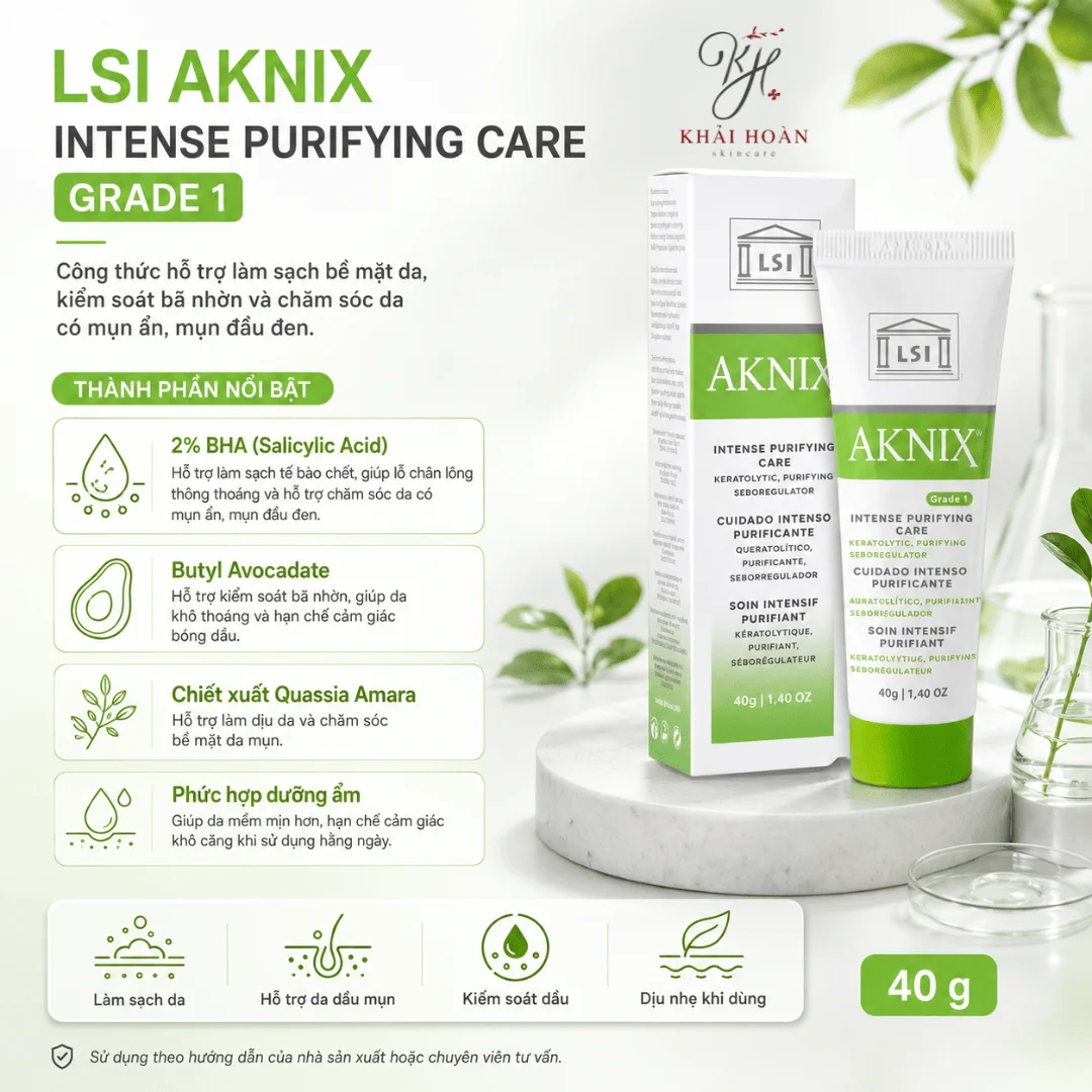 LSI AKNIX Intense Purifying Care Grade 1 – Kem Trị Mụn Ẩn, Mụn Đầu Đen Và Kiểm Soát Dầu 1