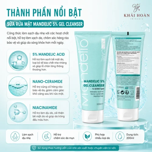 MD Care Mandelic 5% Gel Cleanser – Sữa Rửa Mặt Làm Sạch Dịu Nhẹ Với Mandelic Acid 5% 1