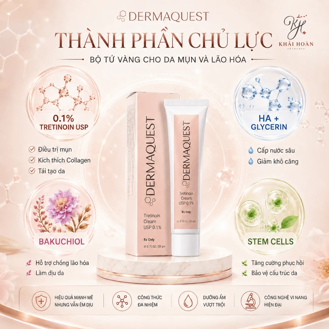 DermaQuest Tretinoin Cream USP 0.1% – Kem Trị Mụn, Bít Tắc Và Chống Lão Hoá 2