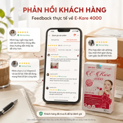 Viên Uống E-Kare 4000 Bổ Sung Vitamin E Hỗ Trợ Chống Oxy Hóa Hạn Chế Lão Hóa Da 4