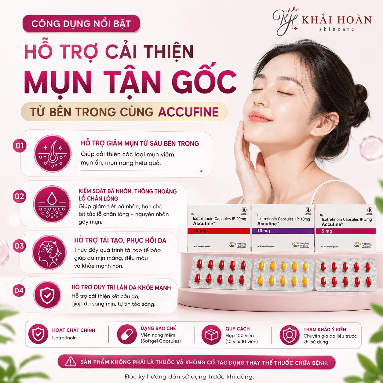 Viên uống Healing Pharma Accufine 5mg - Hỗ trợ giảm mụn 2