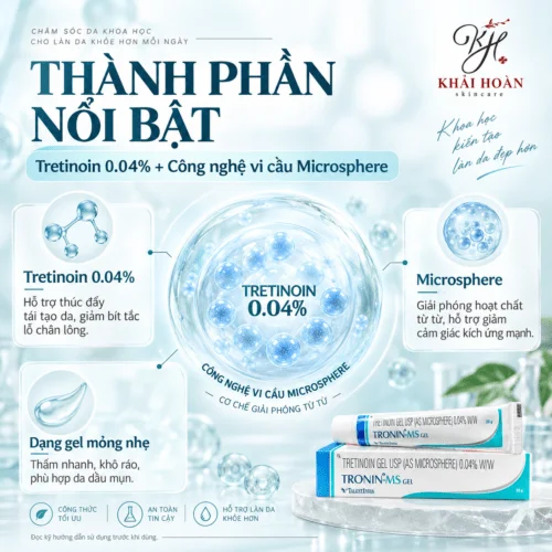 Gel Bôi Trị Mụn và Trẻ Hóa Da Tretinoin Microsphere 0.04% Tronin-MS Gel (20g) 1