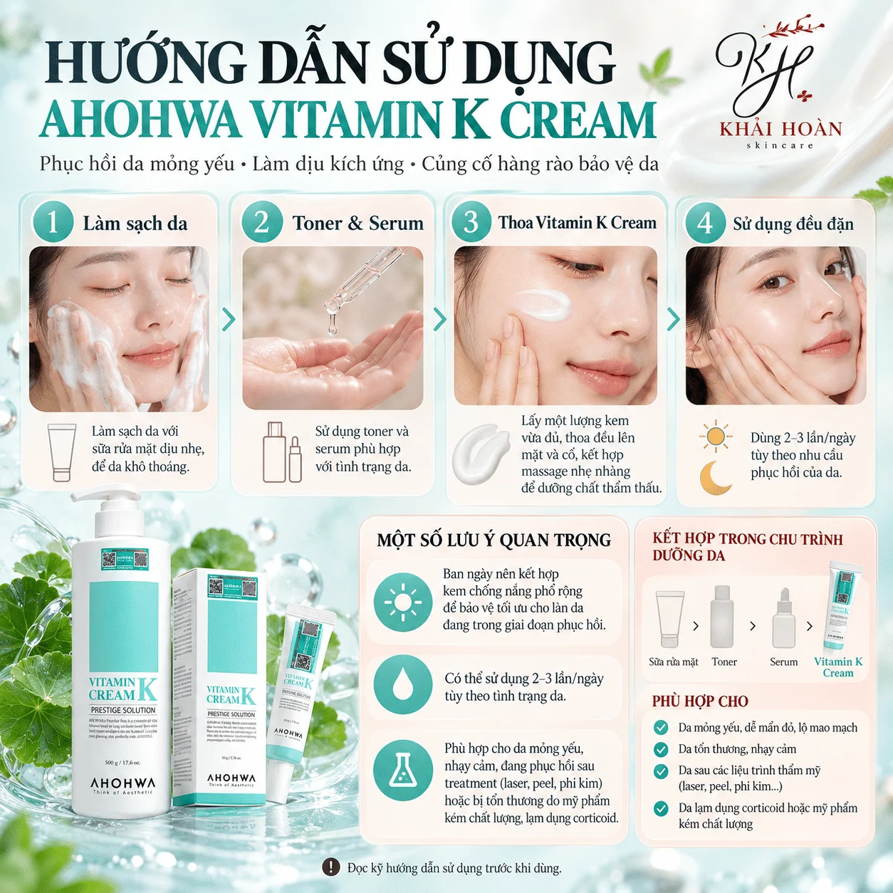 Kem Phục Hồi Da Mỏng Yếu Ahohwa Vitamin K Cream 4