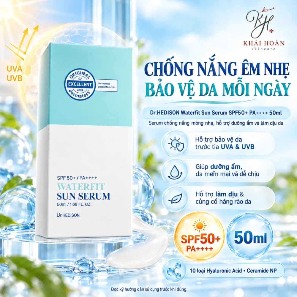 Serum Chống Nắng Dr.HEDISON Waterfit Sun Serum SPF50+ PA++++ 50ml Dưỡng Ẩm, Bảo Vệ Da