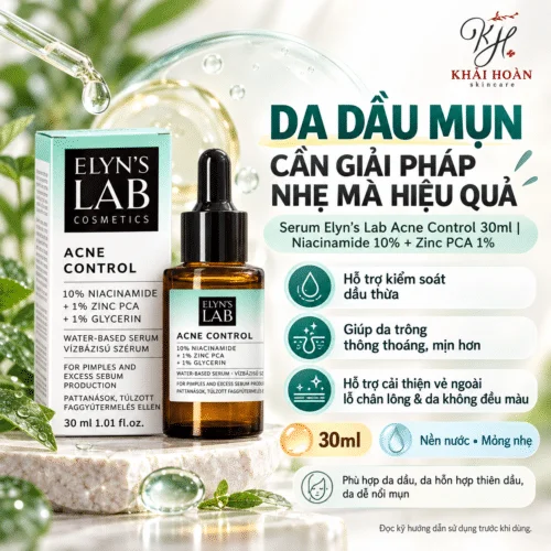 Serum Elyn’s Lab Acne Control 30ml Niacinamide 10% + Zinc PCA 1% Hỗ Trợ Giảm Mụn, Kiểm Soát Dầu