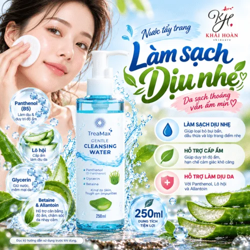 TreaMax Gentle Cleansing Water 250ml – Nước Tẩy Trang B5 Làm Sạch Dịu Nhẹ, Hỗ Trợ Cấp Ẩm Cho Da
