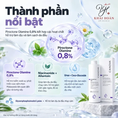 Canova Rivescal DS 200ml – Dầu Gội Hỗ Trợ Giảm Gàu, Ngứa Da Đầu, Bong Vảy 1