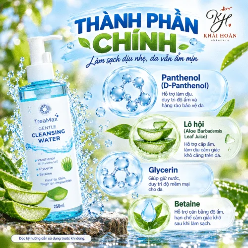 TreaMax Gentle Cleansing Water 250ml – Nước Tẩy Trang B5 Làm Sạch Dịu Nhẹ, Hỗ Trợ Cấp Ẩm Cho Da 1