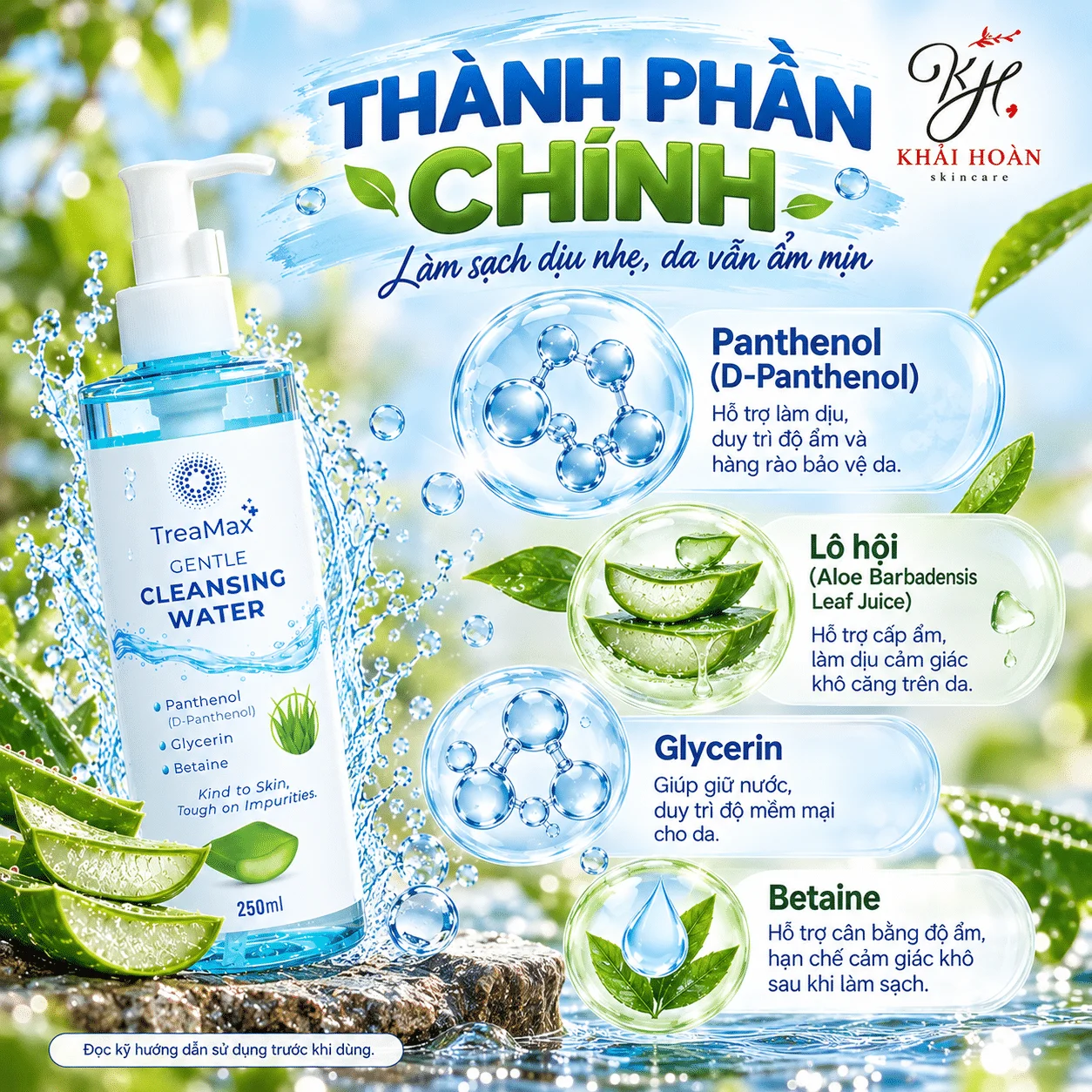 TreaMax Gentle Cleansing Water 250ml – Nước Tẩy Trang B5 Làm Sạch Dịu Nhẹ, Hỗ Trợ Cấp Ẩm Cho Da 1