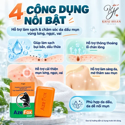 Xà Phòng Aze Fox Soap 75g Hỗ Trợ Chăm Sóc Da Mụn Lưng, Làm Sạch Dầu Thừa Và Mờ Thâm 2