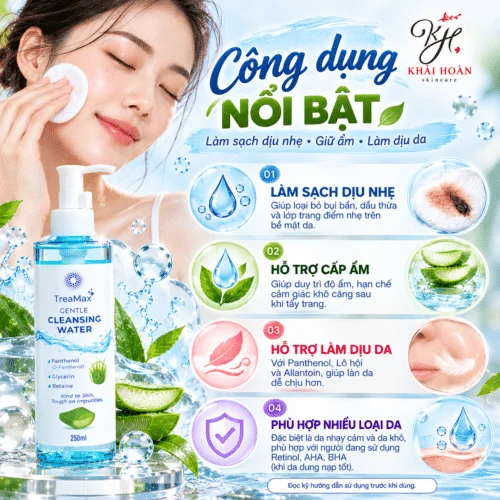 TreaMax Gentle Cleansing Water 250ml – Nước Tẩy Trang B5 Làm Sạch Dịu Nhẹ, Hỗ Trợ Cấp Ẩm Cho Da 2