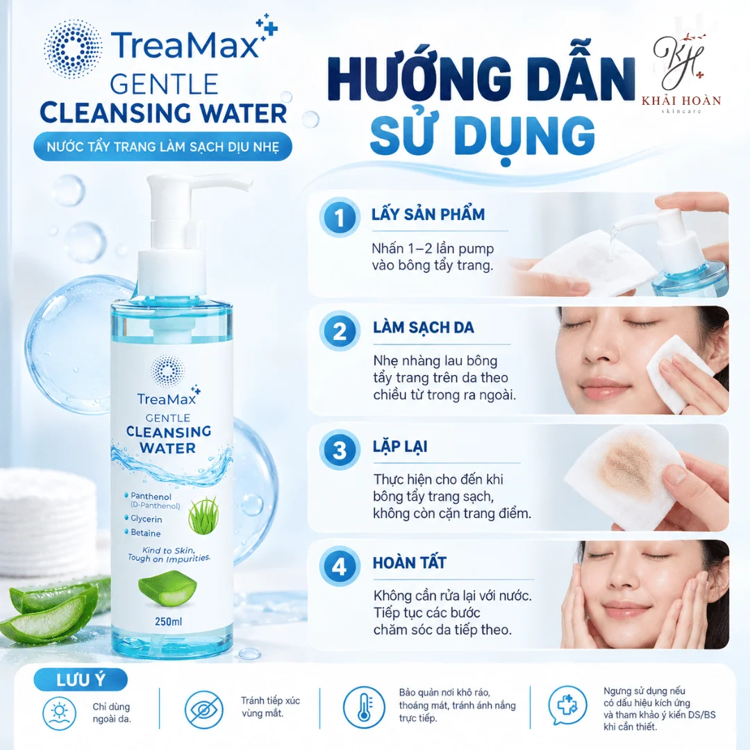 TreaMax Gentle Cleansing Water 250ml – Nước Tẩy Trang B5 Làm Sạch Dịu Nhẹ, Hỗ Trợ Cấp Ẩm Cho Da 3
